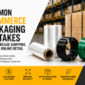 Ecommerce packaging mistakes hero image with stretch film, PP strapping, PET strapping, cartons, and warehouse packaging supplies.