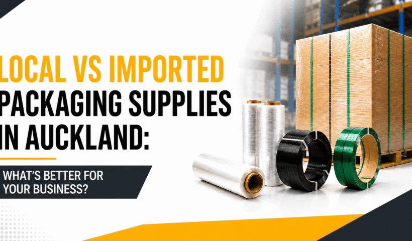 Local vs imported packaging supplies in Auckland comparison showing warehouse packaging materials and pallet wrapping solutions