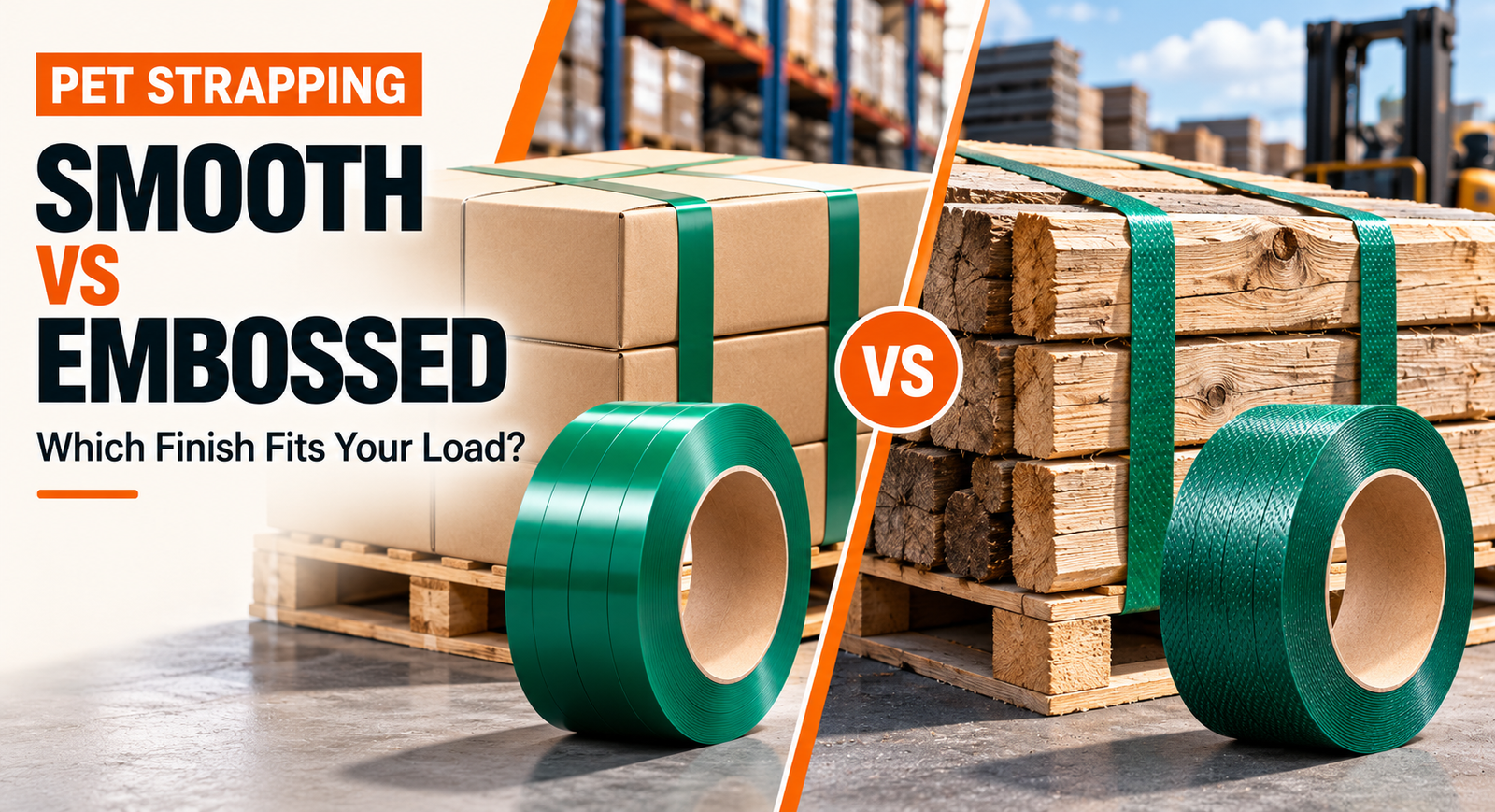 Smooth vs Embossed PET Strapping: Choosing the Right Finish for Load Stability